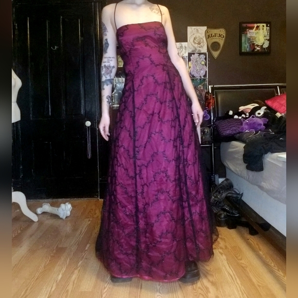 🥀🕸VINTAGE 90S LA GLO PROM DRESS🕸🥀 - Picture 2 of 6